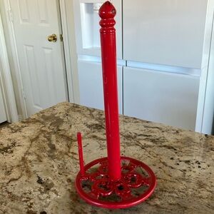 Red paper towel holder